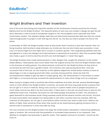 Wright Brothers and Their Invention
