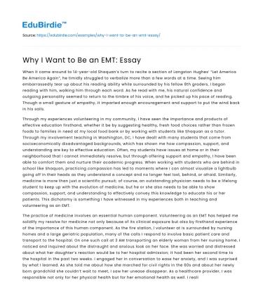 Why I Want to Be an EMT: Essay