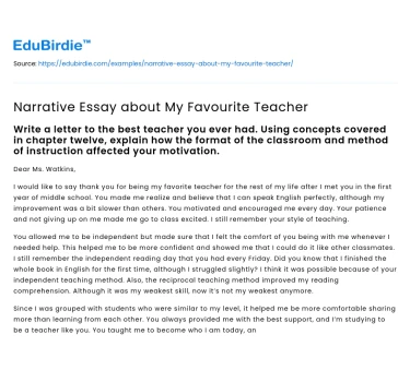 Narrative Essay about My Favourite Teacher