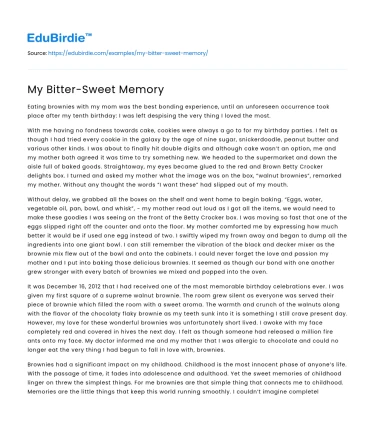 My Bitter-Sweet Memory