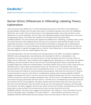 Racial-Ethnic Differences in Offending: Labeling Theory Explanation