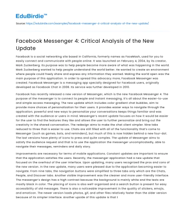 Facebook Messenger 4: Critical Analysis of the New Update