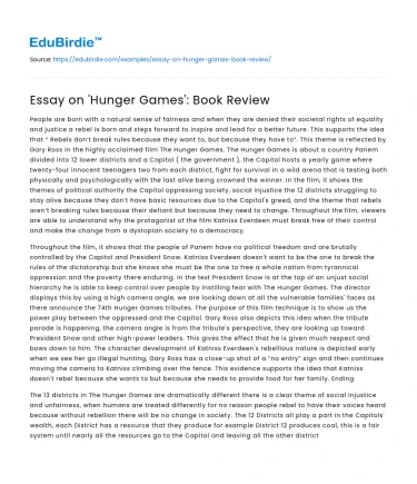 Essay on ‘Hunger Games’: Book Review