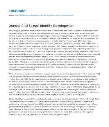 Gender And Sexual Identity Development
