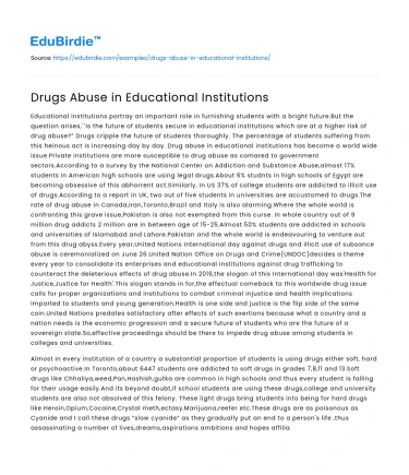 Drugs Abuse in Educational Institutions