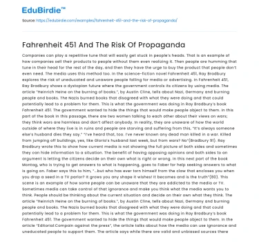 Fahrenheit 451 And The Risk Of Propaganda