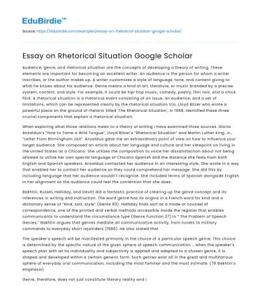 Essay on Rhetorical Situation Google Scholar