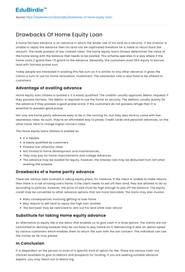 The Pitfalls of Home Equity Loans