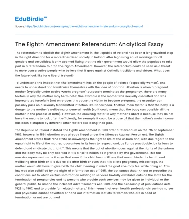 The Eighth Amendment Referendum: Analytical Essay