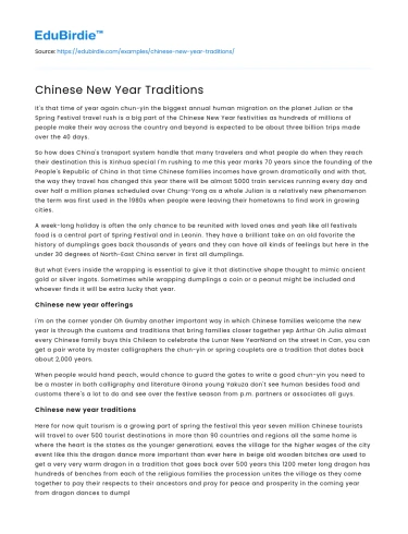 Chinese New Year Traditions