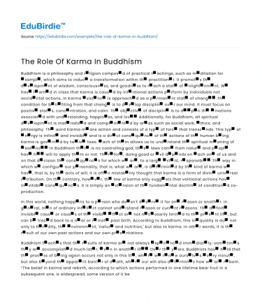 The Role Of Karma In Buddhism