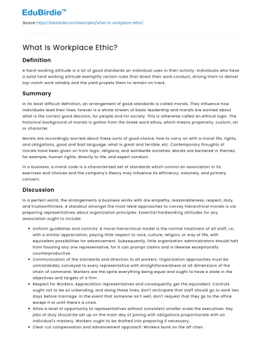 What Is Workplace Ethic?