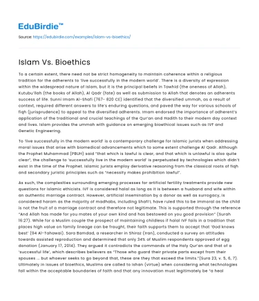 Islam Vs. Bioethics