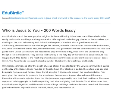 Who is Jesus to You – 200 Words Essay