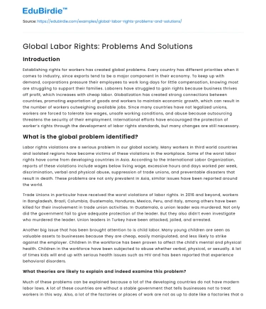Global Labor Rights: Problems And Solutions
