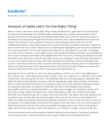 Analysis of Spike Lee’s ‘Do the Right Thing’