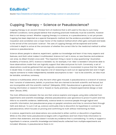 Cupping Therapy – Science or Pseudoscience?