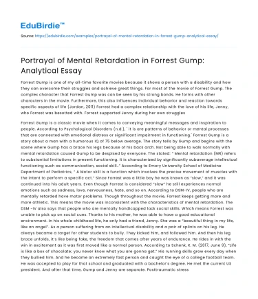 Portrayal of Mental Retardation in Forrest Gump: Analytical Essay