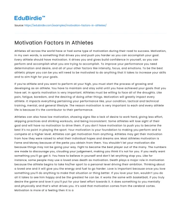 Motivation Factors In Athletes