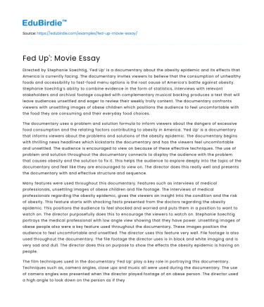 Fed Up’: Movie Essay