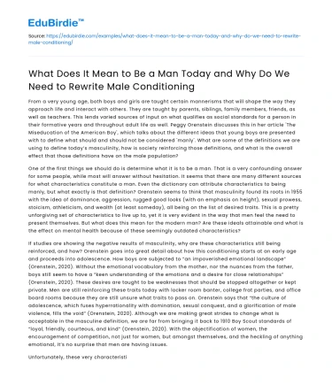Redefining manhood: rewriting male conditioning