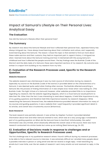 The Lifestyle of Samurai: Personal Impact and Legacy