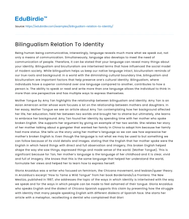 Bilingualism Relation To Identity
