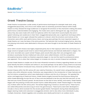 Greek Theatre Essay