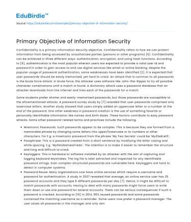 Primary Objective of Information Security
