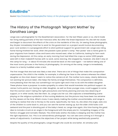 The History of the Photograph ‘Migrant Mother’ by Dorothea Lange