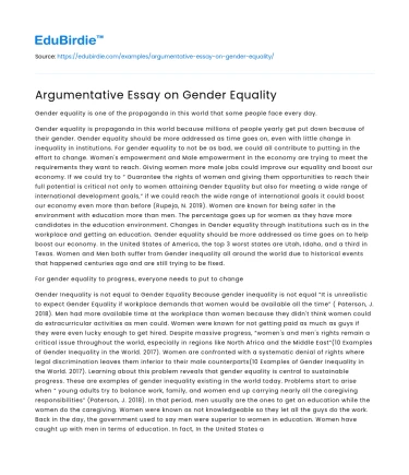 Argumentative Essay on Gender Equality