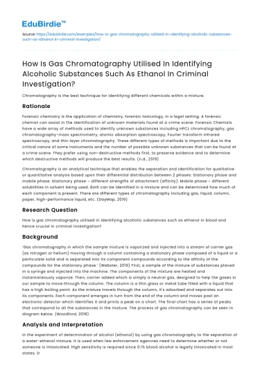 Gas Chromatography for Identifying Alcohol in Investigations