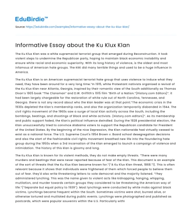 The Ku Klux Klan: Historical Impact and Continuing Influence