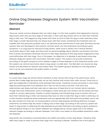 Canine Health: Digital Diagnosis and Vaccination Alerts