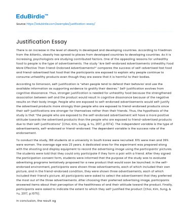 Justification Essay