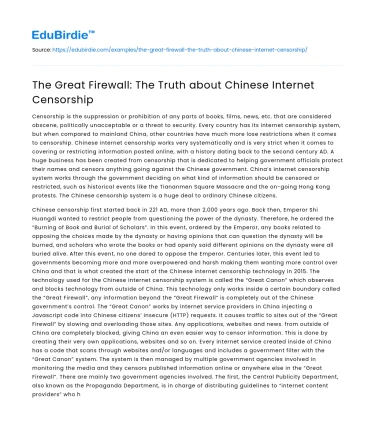 The Great Firewall: The Truth about Chinese Internet Censorship