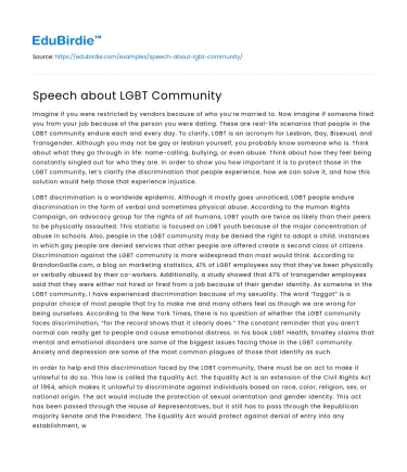 Speech about LGBT Community