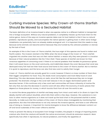 Relocating Crown-of-thorns Starfish