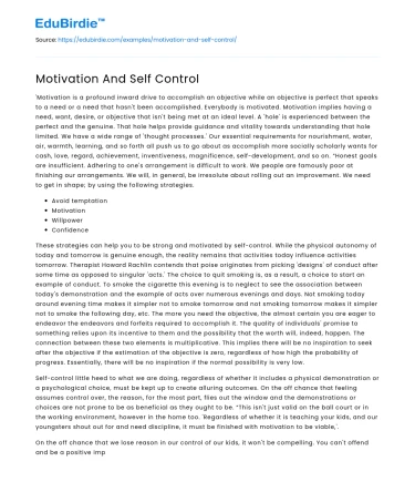 The Interplay of Motivation and Self-Control