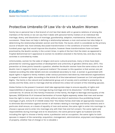 The Protective Framework for Muslim Women in Law