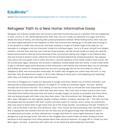 Refugees’ Path to a New Home: Informative Essay
