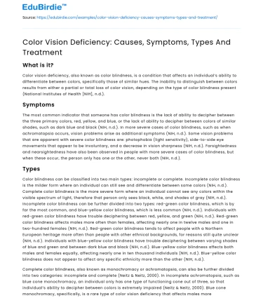 Color Vision Deficiency: Causes, Symptoms, Types And Treatment