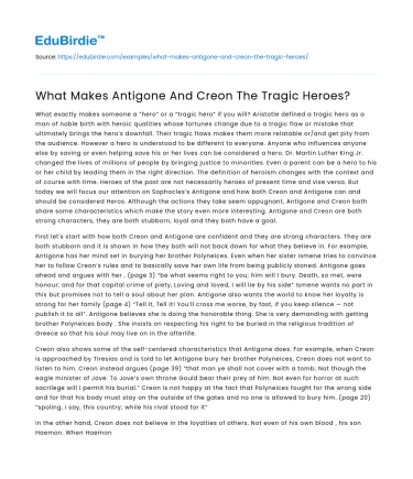 What Makes Antigone And Creon The Tragic Heroes?