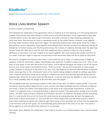 Black Lives Matter Speech