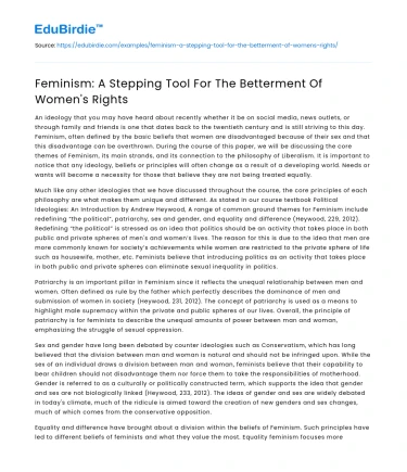 Feminism: A Stepping Tool For The Betterment Of Women’s Rights