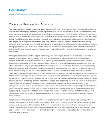 Zoos are Prisons for Animals