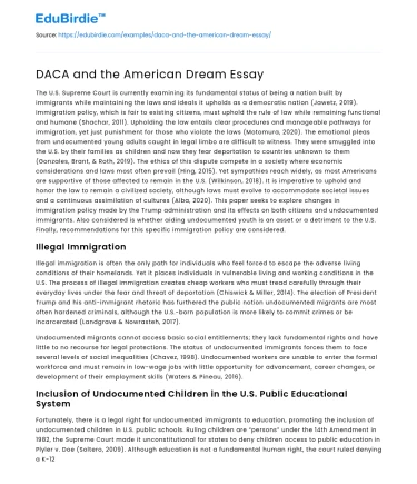 DACA and the American Dream Essay
