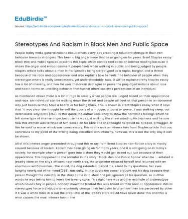 Stereotypes, Racism, and Black Men in Public Spaces