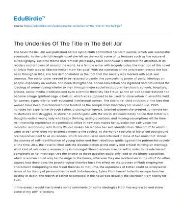 The Underlies Of The Title In The Bell Jar
