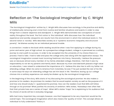 Reflection on ‘The Sociological Imagination’ by C. Wright Mills